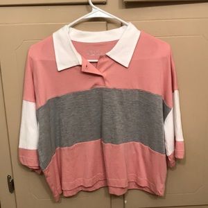 Pink , grey , and white colored shirt